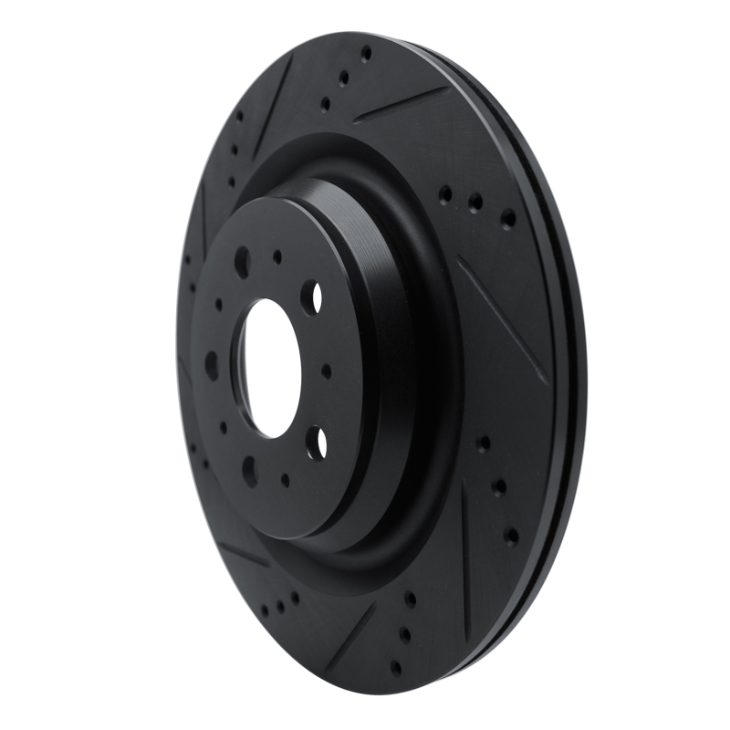 Tesla Model 3 Brake Rotor (1) - Rear Left - R1 Concepts - Drilled & Slotted - Black - `17-`25